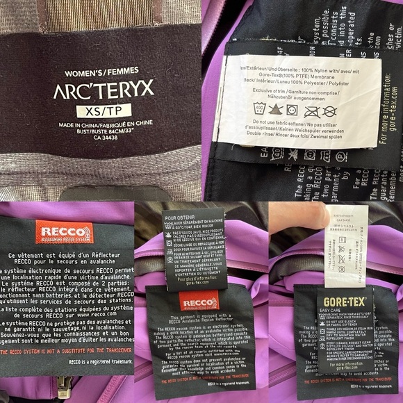 Arc’teryx Sentinel Jacket Gore-Tex Snow Ski Shell Purple Red XS GUC - Picture 8 of 14